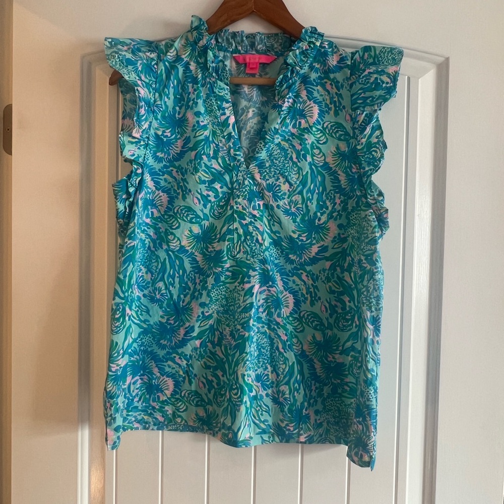 Lilly Pulitzer ruffle sleeve top